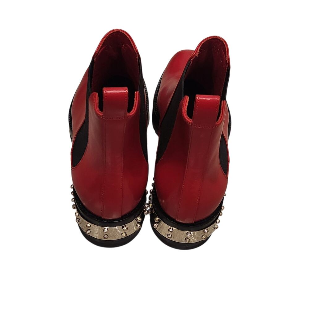 Alexander McQueen studded logo plaque red Chelsea boots size 39 - Picture 4 of 6